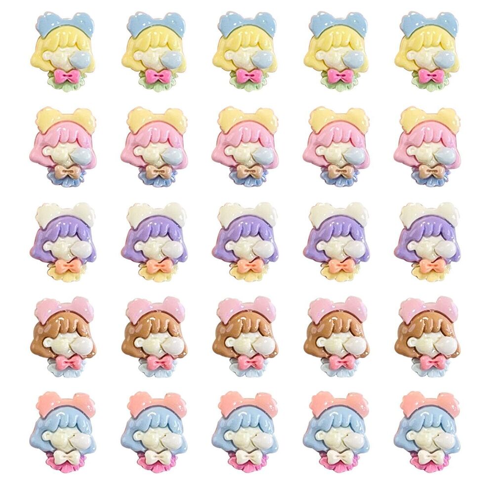 5395 50pcs Slime Charms Resin Kawaii Cartoon Girl, Cute Charm Set Colorful